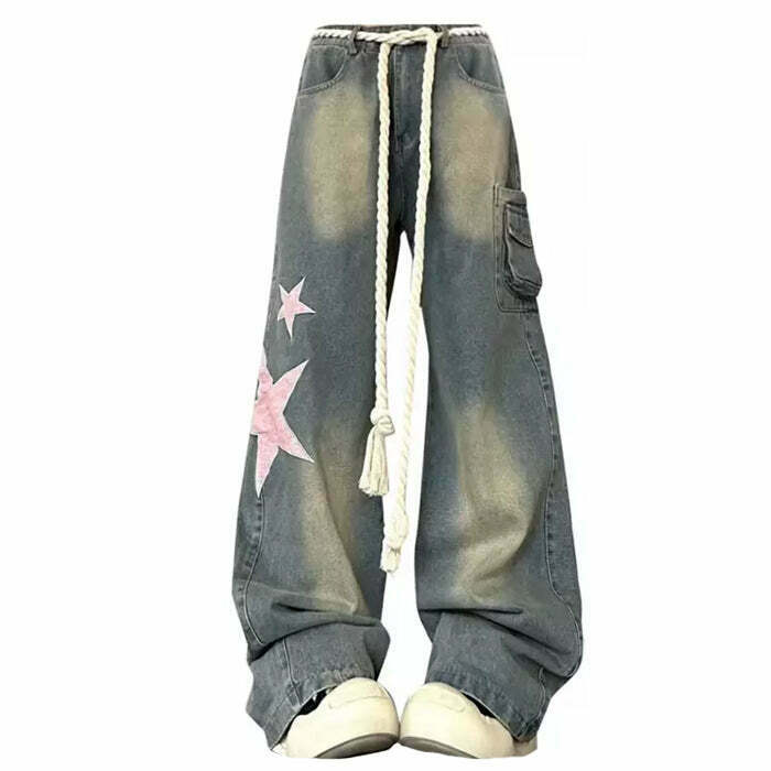 Y2K Aesthetic Star Jeans - Retro 90s Grunge, Summer Outfits, Popstar & Club Fashion