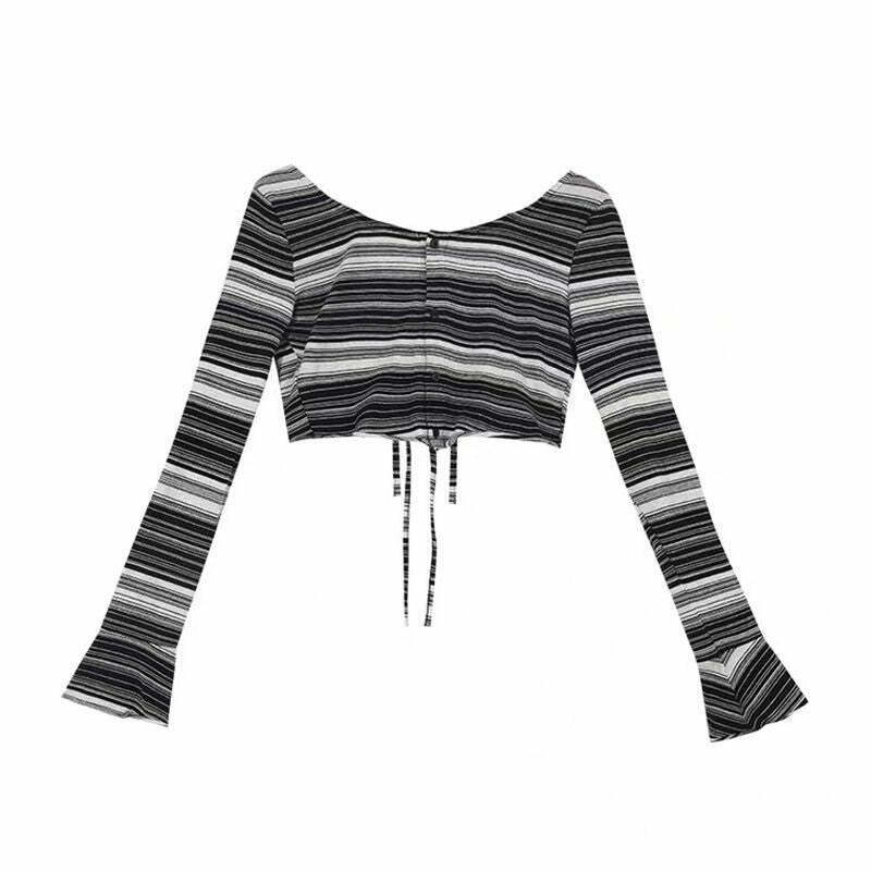 Y2K Aesthetic Striped Crop Top - Retro 90s Grunge, Summer Y2K Outfits, Baby