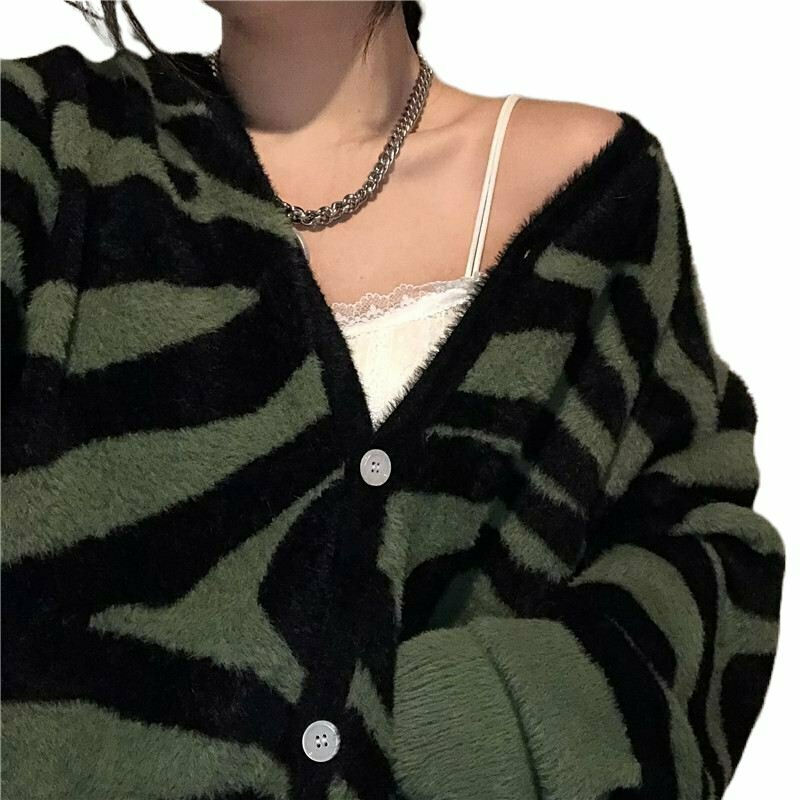 Y2K Aesthetic Zebra Cardigan - Retro 90s Grunge, Summer Outfits, and Pastel Goth Style