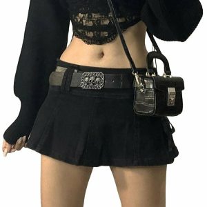 Y2K Alt Low Waist Mini Skirt - 90s Grunge, Retro, Pastel Goth, Summer & Party