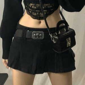 Y2K Alt Low Waist Mini Skirt - 90s Grunge, Retro, Pastel Goth, Summer & Party