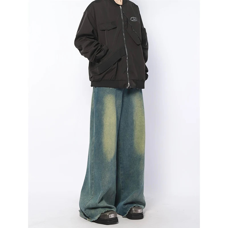 Y2K American Retro High Waist Oversized Jeans - Casual Baggy Wide Leg Grunge Streetwear Blue Denim Trouser