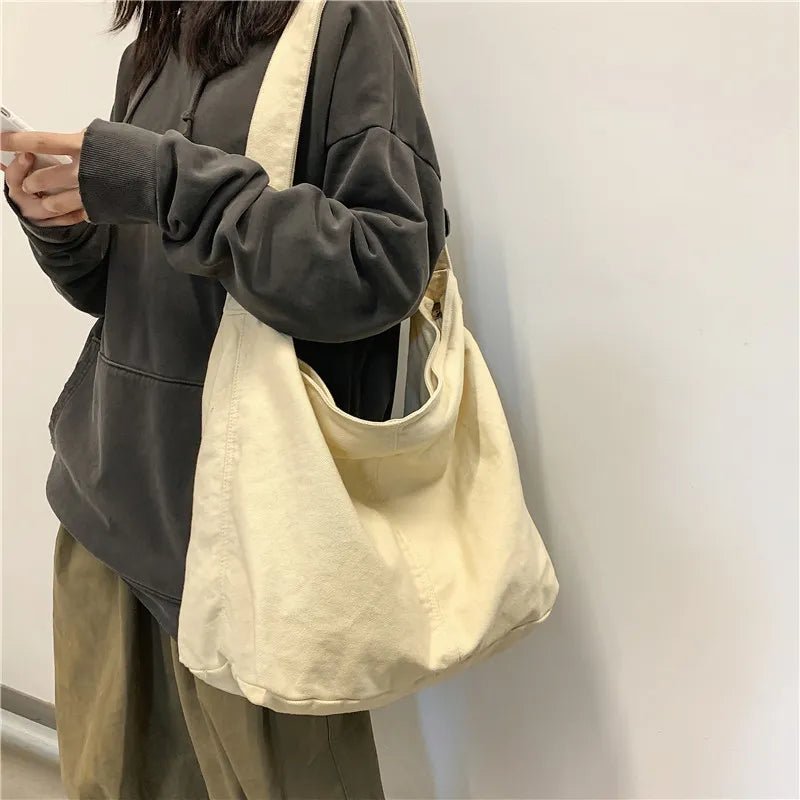 Y2K and 90s Fashion Large Canvas Shopper Handbags - Retro, Grunge, and Pastel Goth Styles