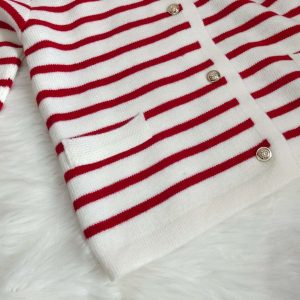 Y2K and 90s Fashion Striped Knitted Cardigan - Retro Grunge, Summer, and Party Outfits