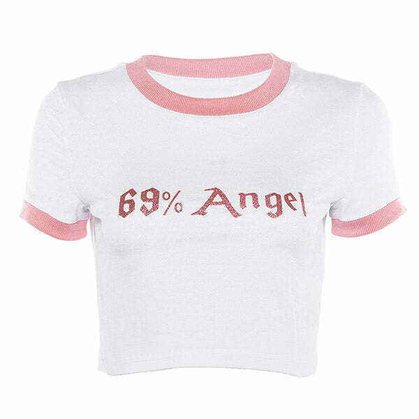 Y2K Angel Crop Tee - 90s Grunge, Retro, Pastel Goth, Summer & Party Outfits for