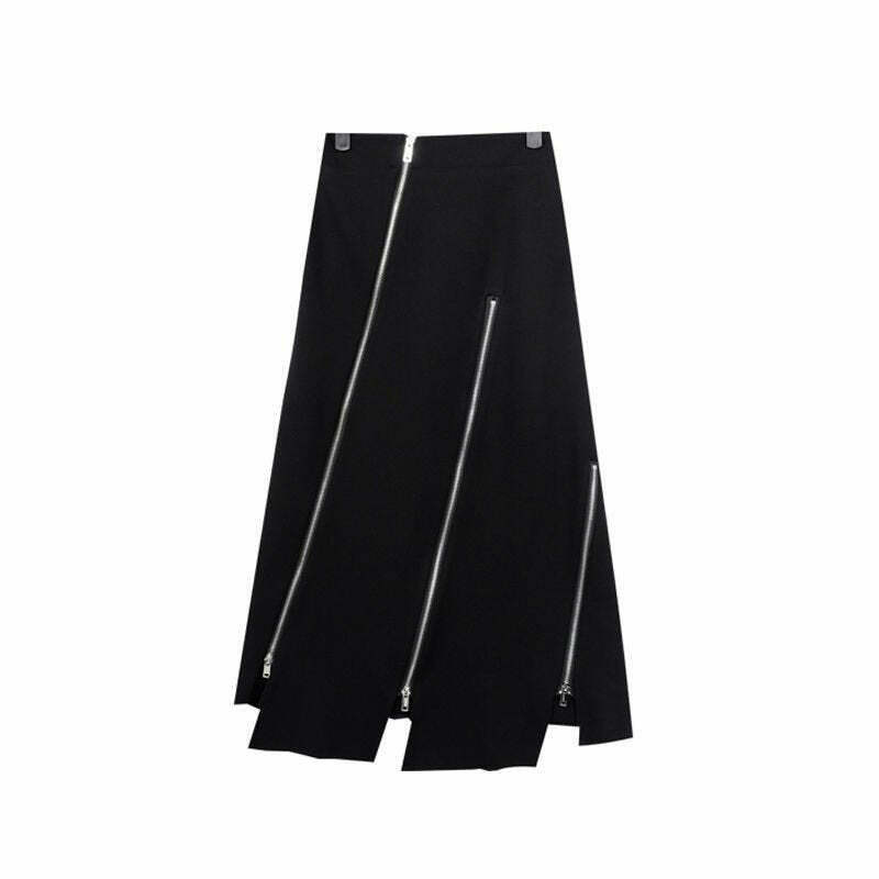 Y2K Asymmetric Maxi Skirt - Retro 90s Grunge, Summer Y2K Outfits, Pastel