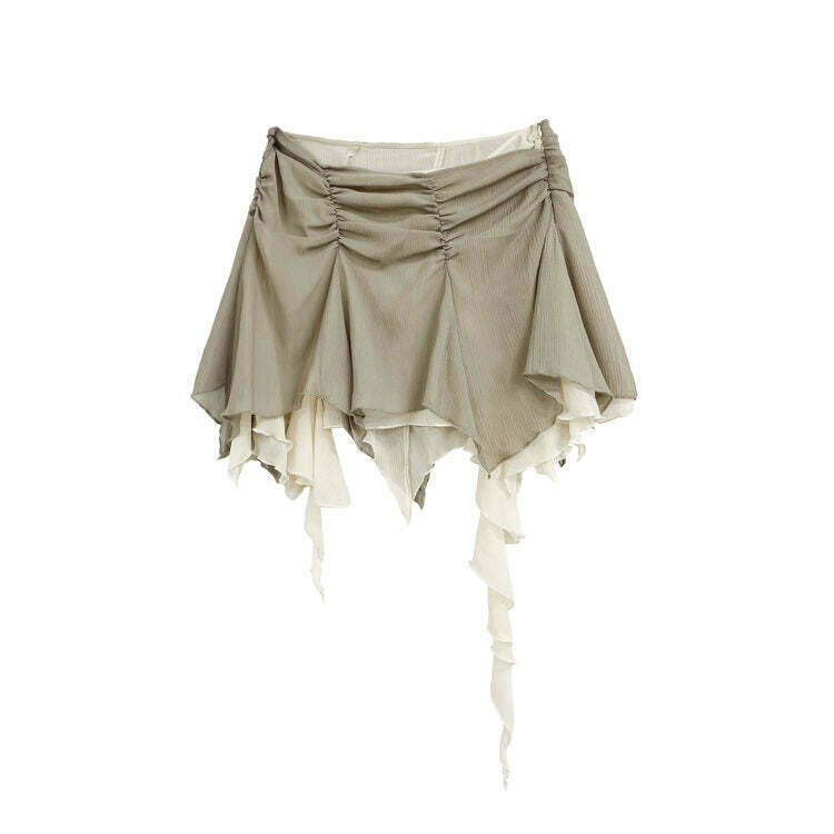 Y2K Asymmetric Ruffled Mini Skirt - 90s Grunge, Retro, Pastel Goth, Summer Party