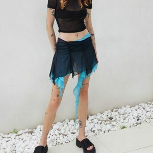 Y2K Asymmetric Ruffled Mini Skirt - 90s Grunge, Retro, Pastel Goth, Summer Party