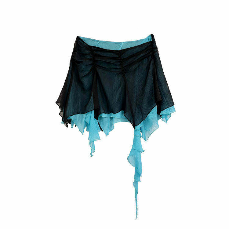 Y2K Asymmetric Ruffled Mini Skirt - 90s Grunge, Retro, Pastel Goth, Summer Party