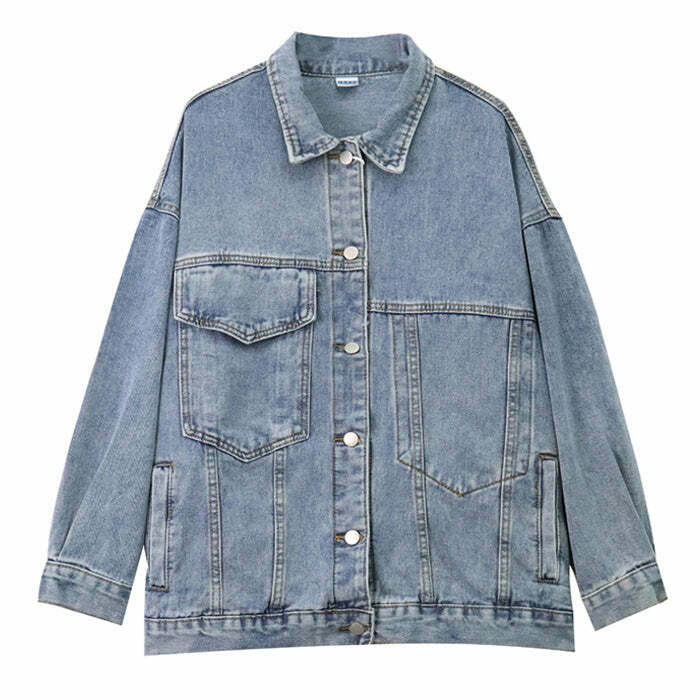 Y2K Asymmetrical Denim Jacket - 90s Grunge, Retro Style, Summer Y2K Outfits,