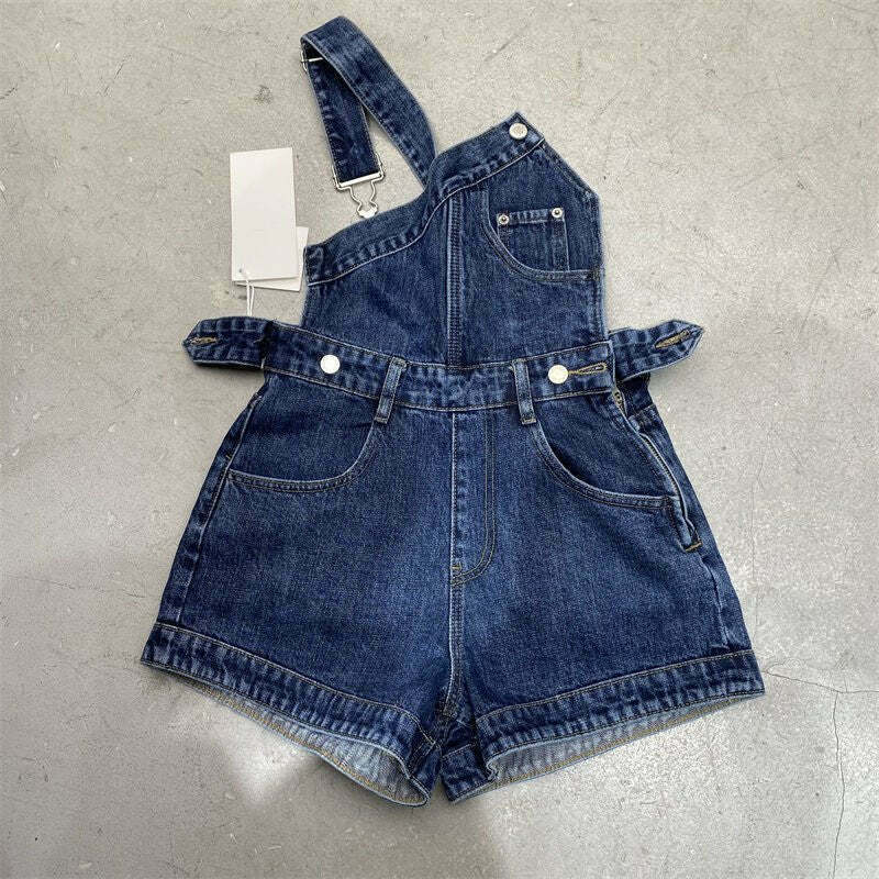 Y2K Asymmetrical Denim Jumpsuit - 90s Grunge, Retro, Summer, Party, and Club