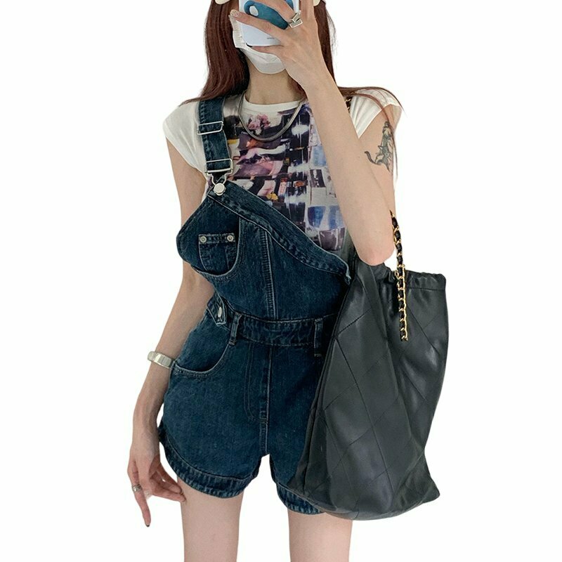 Y2K Asymmetrical Denim Jumpsuit - 90s Grunge, Retro, Summer, Party, and Club