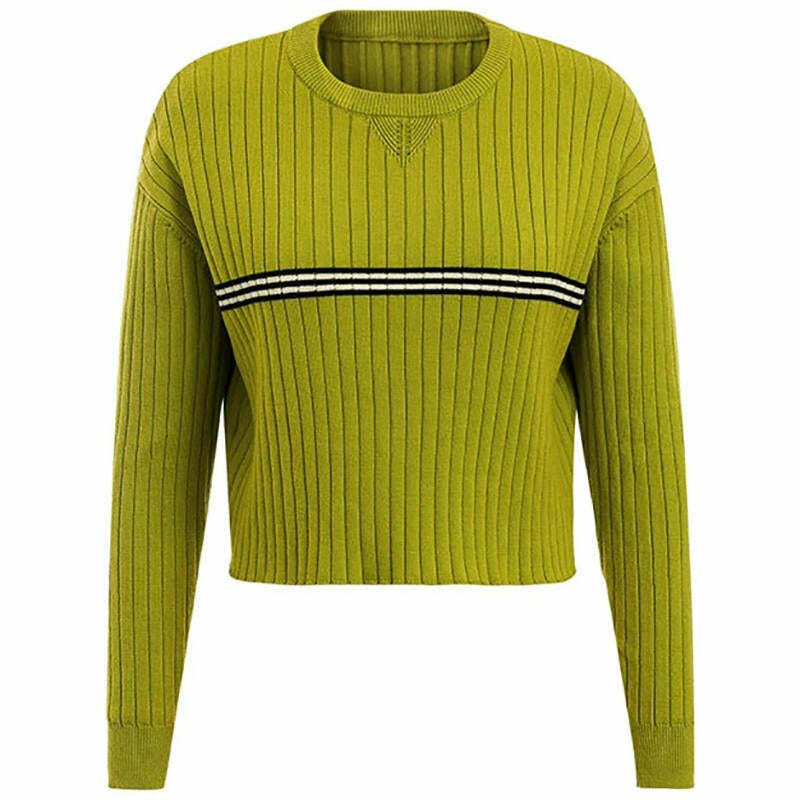 Y2K Avocado Green Jumper - 90s Grunge, Retro Summer Outfit, Y2K Party & Club