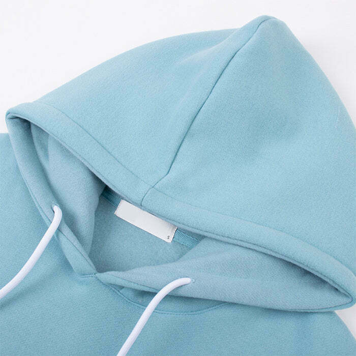 Y2K Baby Blue Oversized Hoodie - 90s Grunge, Retro Summer, Pastel Goth, Y2K