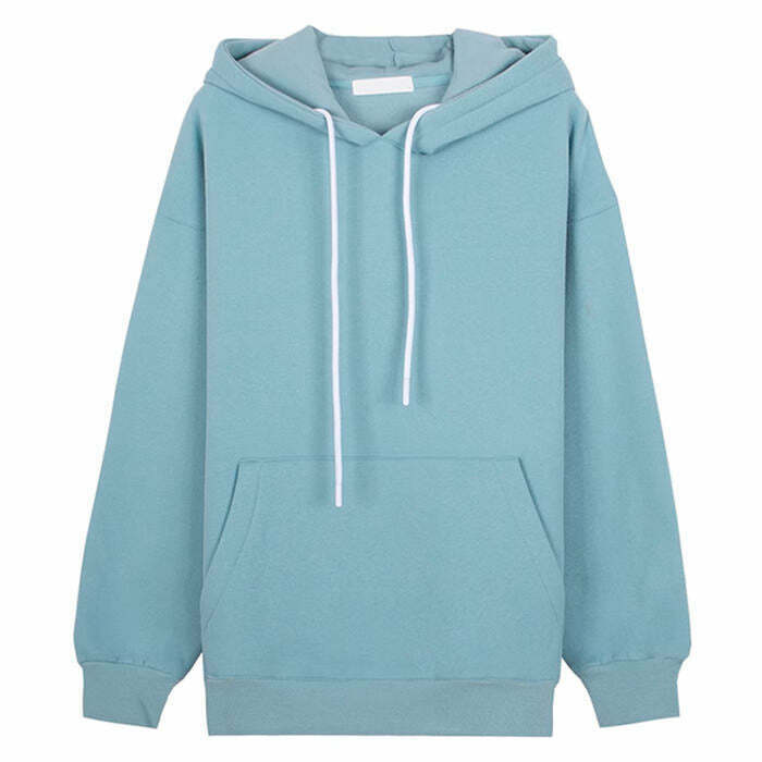 Y2K Baby Blue Oversized Hoodie - 90s Grunge, Retro Summer, Pastel Goth, Y2K