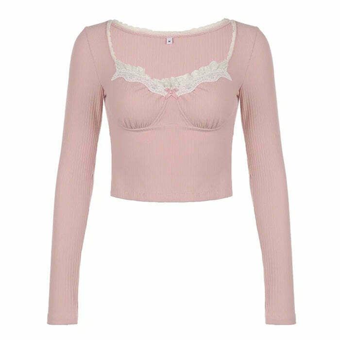 Y2K Baby Pink Lace Top - Retro 90s Grunge, Summer Outfits, and Party Fashion