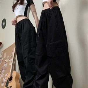 Y2K Baggy Cargo Women's Pants - 90s Grunge, Retro Y2K Summer Outfits, Hip Hop