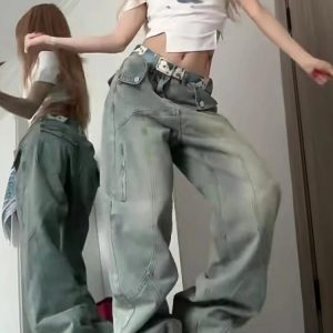 Y2K Baggy Street Wide Leg Jeans - 90s Grunge, Retro, Summer, and Party Outfits