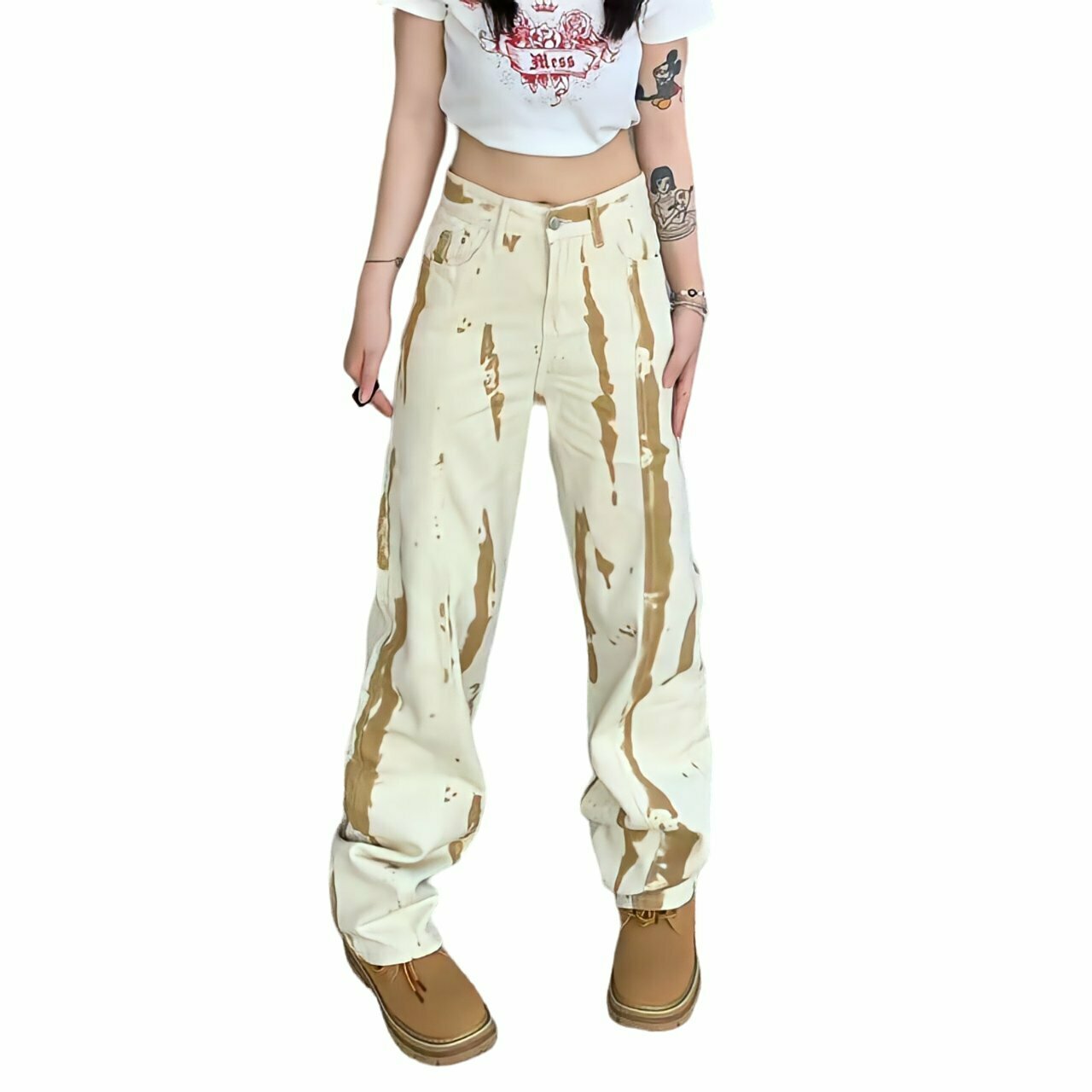 Y2K Baggy Yellow Jeans - Retro 90s Grunge Summer Outfit, Y2K Fashion, Hip Hop Style