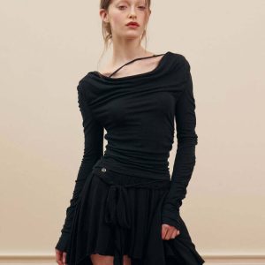 Y2K Balletcore Asymmetrical Mid Skirt - Retro 90s Grunge, Summer Party, and Club Out