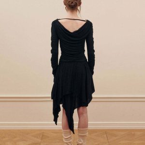 Y2K Balletcore Asymmetrical Mid Skirt - Retro 90s Grunge, Summer Party, and Club Out