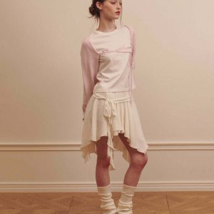 Y2K Balletcore Asymmetrical Mid Skirt - Retro 90s Grunge, Summer Party, and Club Out