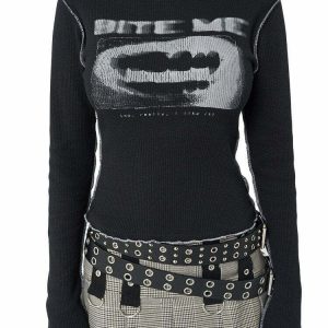 Y2K Black Rib Crop Top - Retro 90s Grunge Summer Outfit, Y2K Party & Club Fashion