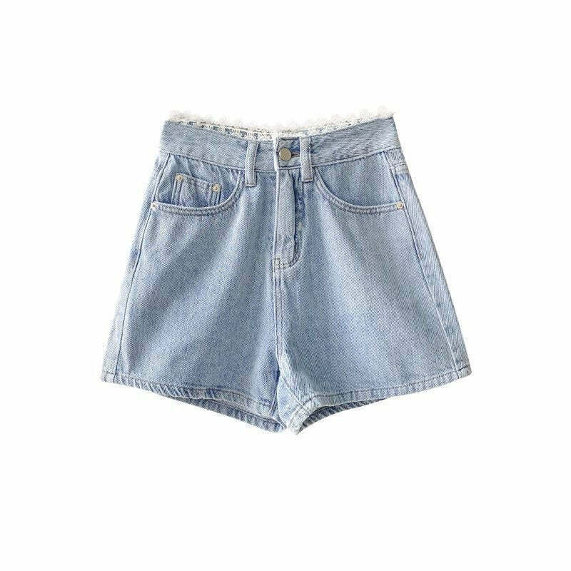 Y2K Blue High Waist Shorts - Retro 90s Fashion, Grunge, Summer Outfits, and Party Looks