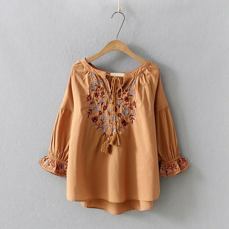 Y2K Bohemian Flare Sleeve Blouse - Retro 90s Grunge, Summer Party & Club Outfit