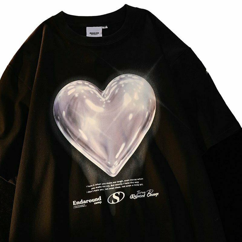 Y2K Bright Heart T-Shirt - Retro 90s Grunge, Summer Outfits, Popstar & Club Fashion