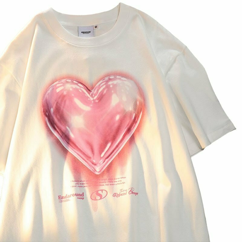 Y2K Bright Heart T-Shirt - Retro 90s Grunge, Summer Outfits, Popstar & Club Fashion