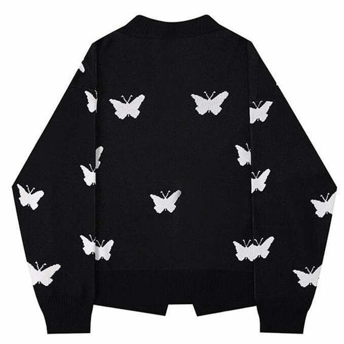 Y2K Butterfly Cardigan - Retro 90s Grunge, Summer Outfits, Pastel Goth, and Pop