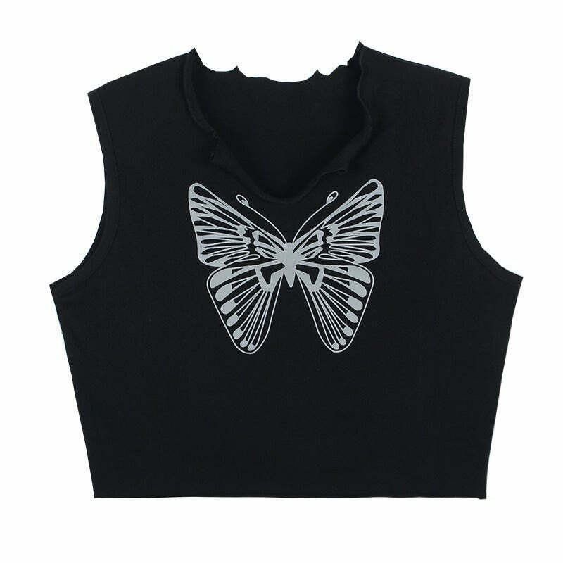 Y2K Butterfly Crop Tee - Retro 90s Grunge, Summer Outfits, Baby Tees, and Club Fashion