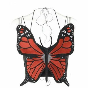 Y2K Butterfly Crop Top - Retro 90s Grunge, Summer Party, and Club Outfits