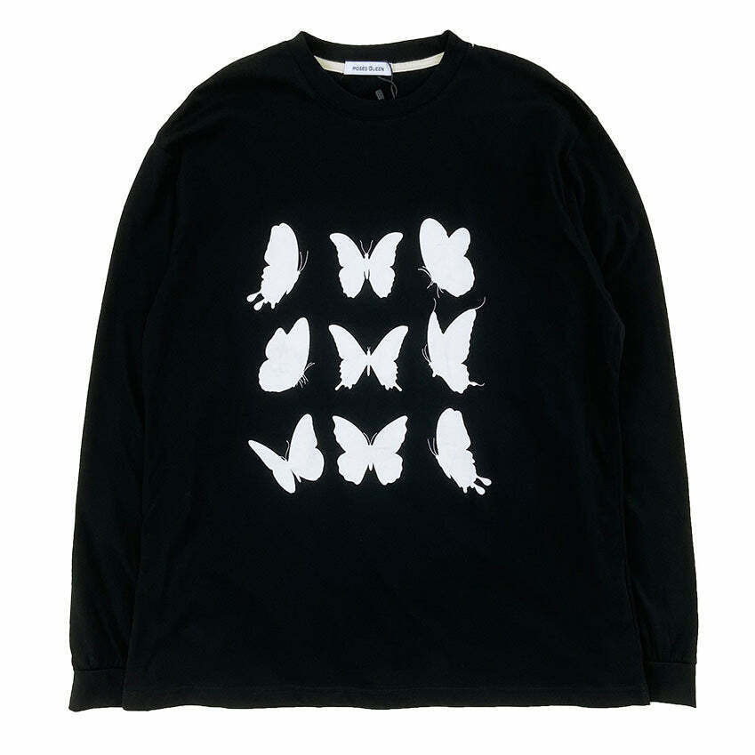 Y2K Butterfly Long Sleeve Tee - 90s Grunge, Retro Summer, Pastel Goth, Y2K Party