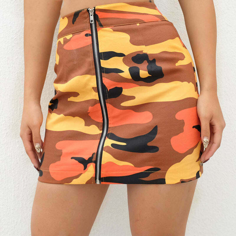 Y2K Camo Skirt - Retro 90s Grunge, Summer Y2K Outfits, Y2K