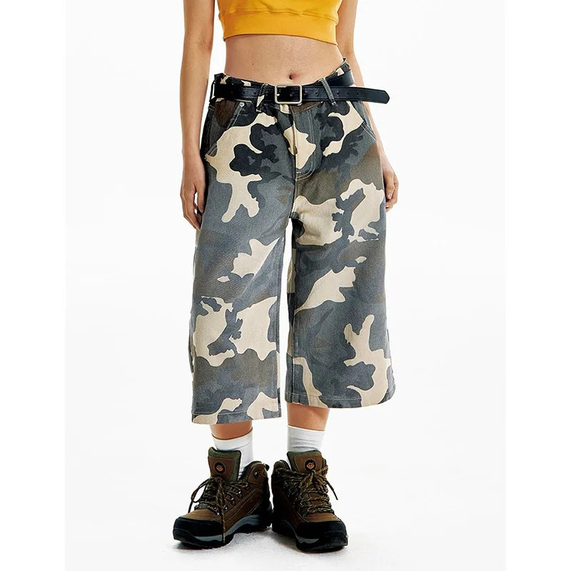 Y2k Camouflage Cargo Pants: Retro Streetwear 90s Fashion Baggy High Waist Shorts