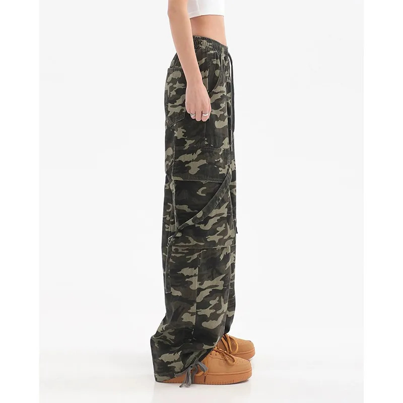 Y2k Camouflage Cargo Pants: Retro Streetwear 90s Fashion Baggy High Waist Trousers