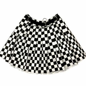 Y2K Checkered Mini Skirt - 90s Grunge, Retro Summer Outfit, Pastel Goth Fashion