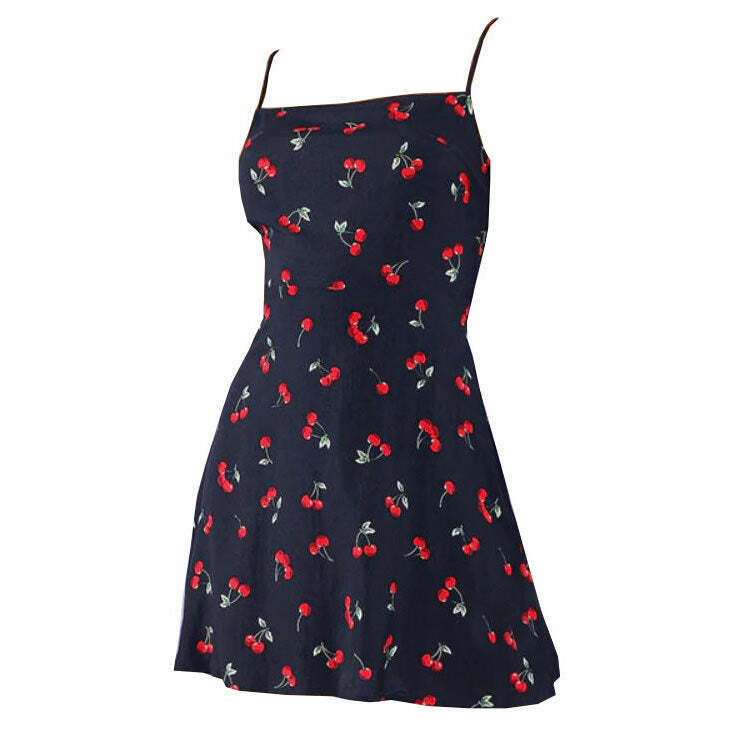 Y2K Cherry Mini Dress - 90s Grunge, Retro Summer Outfit, Y2K Party & Club Fashion