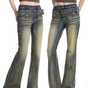 Y2K Chic Blue High Waist Wide Leg Jeans - Vintage Streetwear Fashion