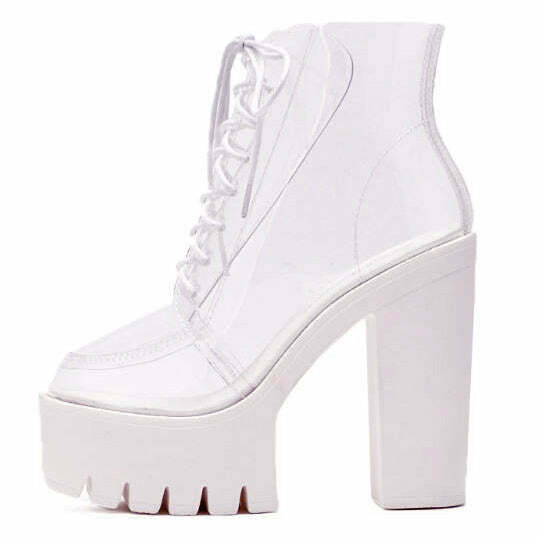 Y2K Clear Lace Up Heels - Perfect for 90s Fashion, Grunge, and Retro Y2K Summer