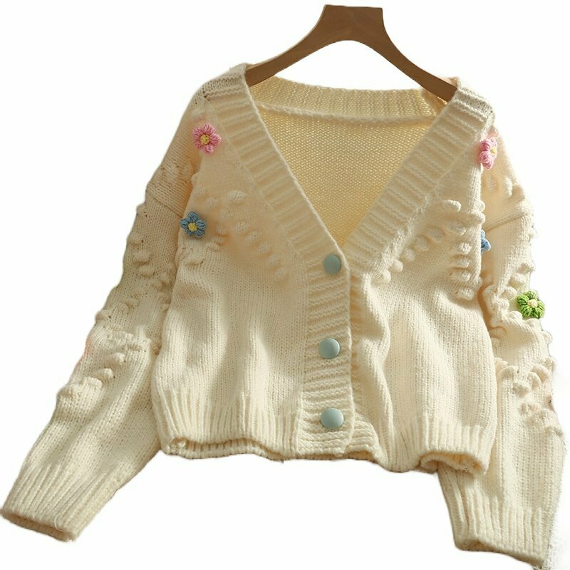 Y2K Coquette Flower Cardigan - Retro 90s Grunge, Summer Outfits, Pastel Goth Fashion