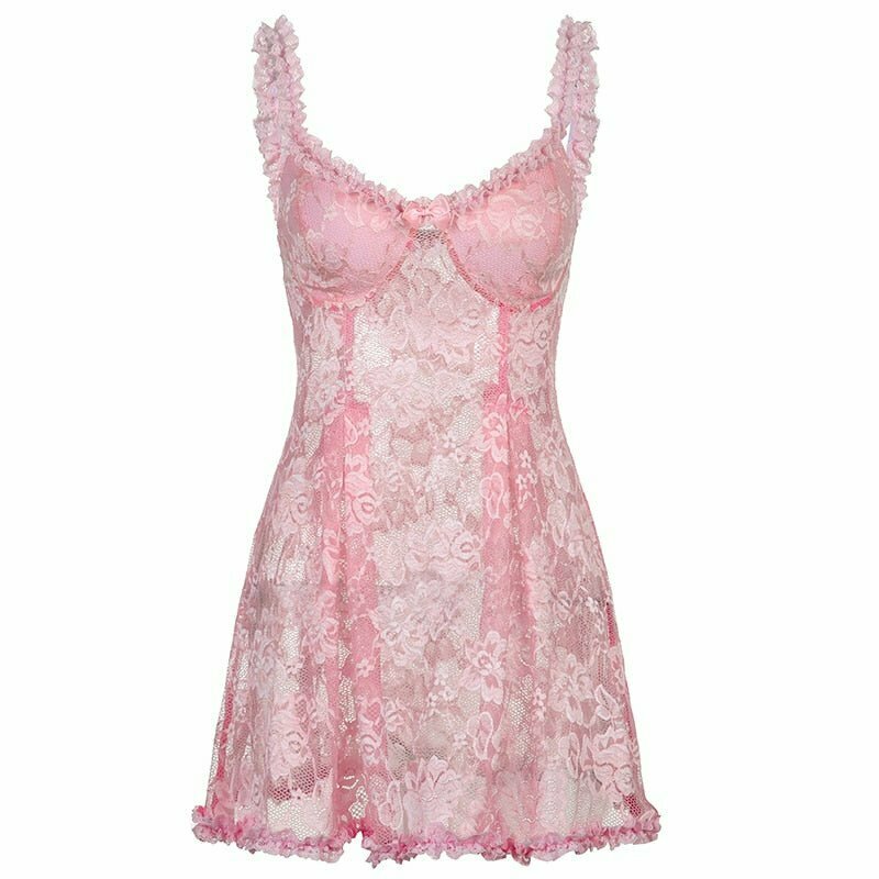 Y2K Coquette Lace Dress - Retro 90s Grunge Summer Outfit, Perfect for Parties & Clubbing