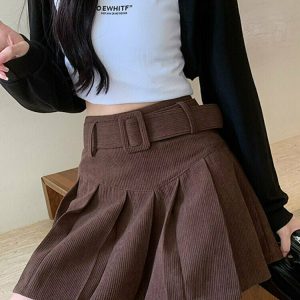 Y2K Corduroy High Waist Mini Skirt - 90s Grunge, Retro Summer, Pastel Goth Out