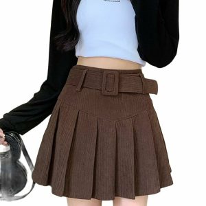 Y2K Corduroy High Waist Mini Skirt - 90s Grunge, Retro Summer, Pastel Goth Out