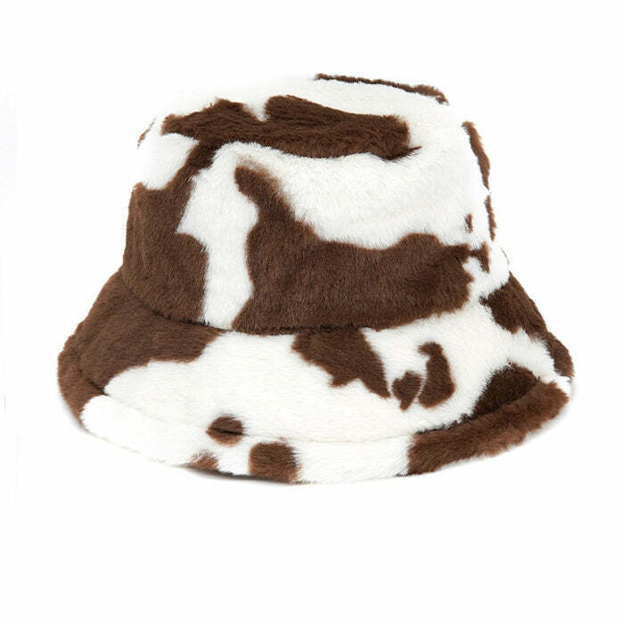 Y2K Cow Print Bucket Hat - 90s Grunge, Retro Summer Fashion, Y2K Party & Club Out