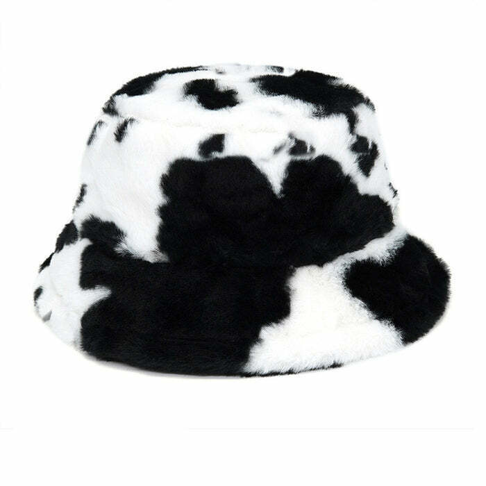 Y2K Cow Print Bucket Hat - 90s Grunge, Retro Summer Fashion, Y2K Party & Club Out