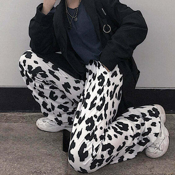 Y2K Cow Print Pants - Retro 90s Grunge, Summer Outfits, Y2K Club & Party Fashion