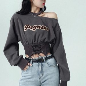 Y2K Crop Top Pullover - 90s Grunge, Retro Summer Outfits, Y2K Party & Club